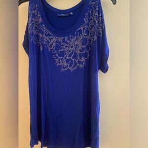 Apt 9 Cold Shoulder Royal Blue Bedazzled Tshirt Medium Kohls
